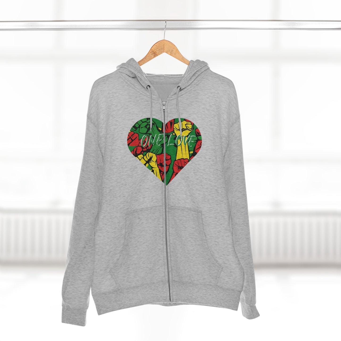 ONE LOVE HEART ZIP UP HOODIE GIFT