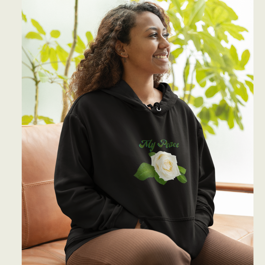 White Rose Flower Statement Hooded Sweatshirt Gift