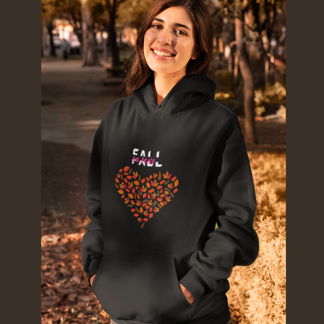 FALL IN LOVE UNISEX LEAFFY HEART FALL SWEATSHIRT GIFT