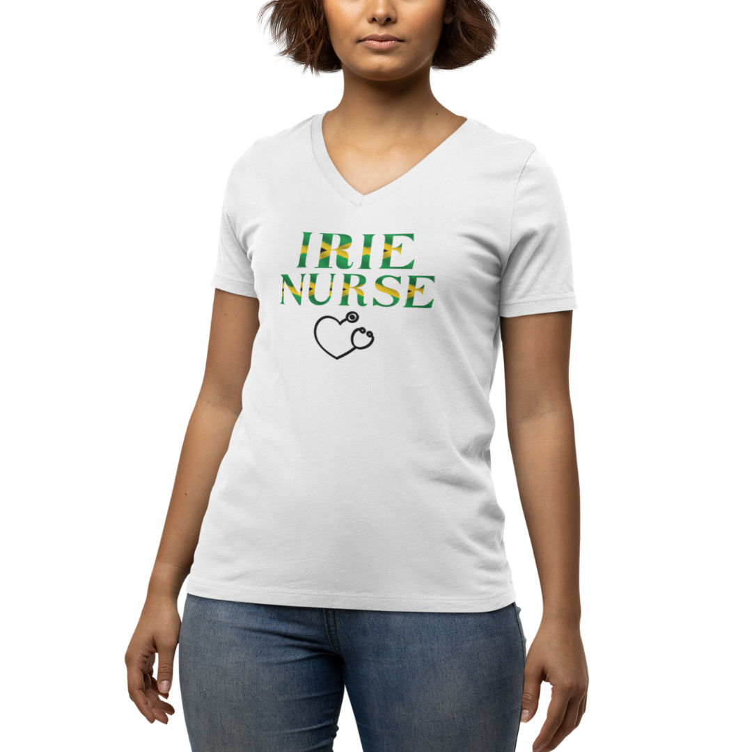 JAMAICAN VIBE V NECK TEE SHIRT NURSE GIFT