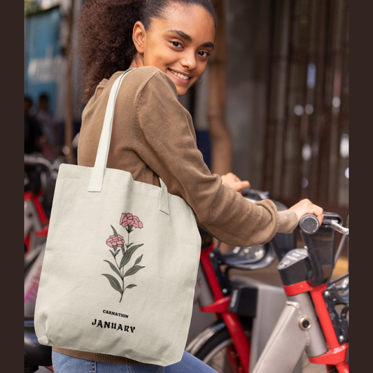 JANUARY BIRTH MONTH FLOWER TOTE (CARNATION)