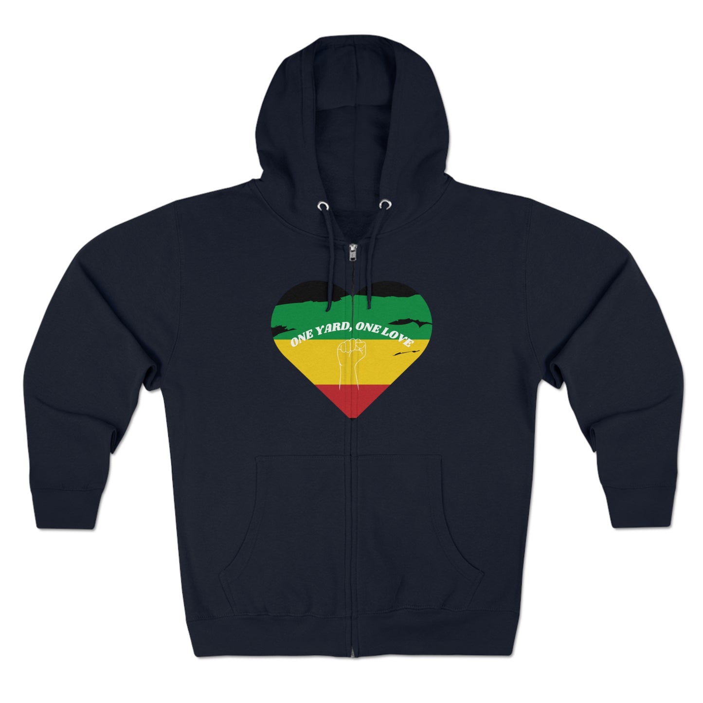 ONE YARD ONE LOVE ZIP FRONT HOODIE