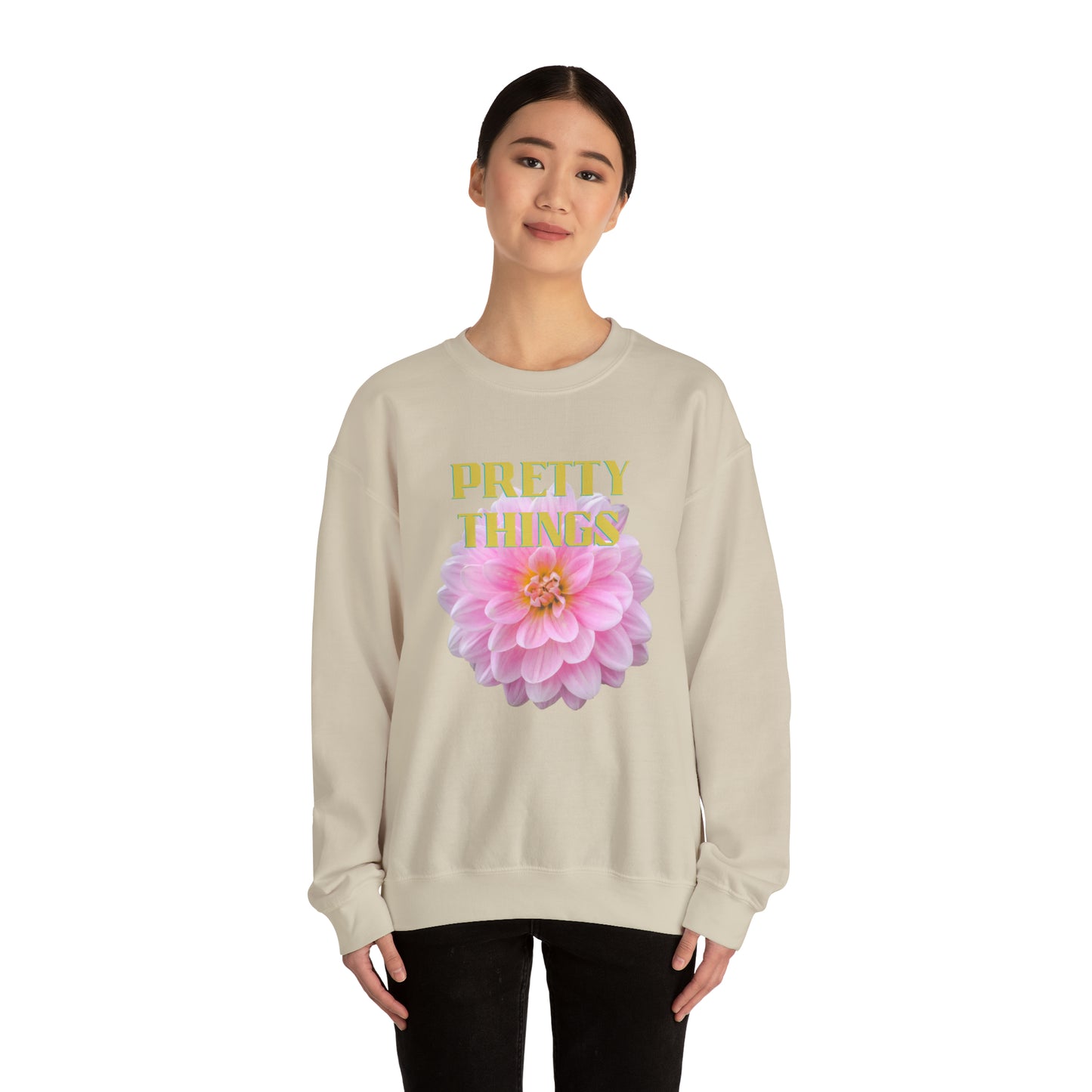 Pretty Things Pink Flower Crewneck Sweathirt Gift