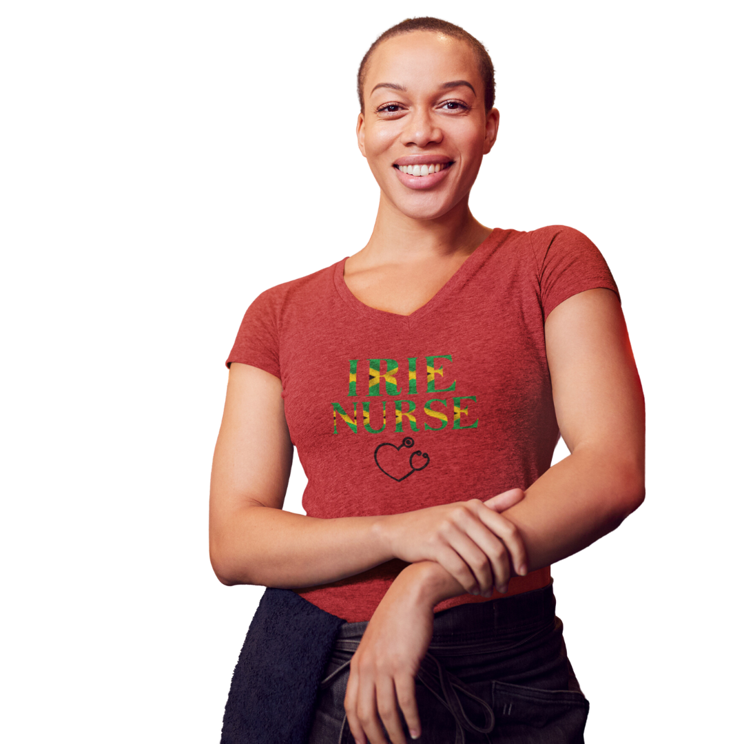 JAMAICAN VIBE V NECK TEE SHIRT NURSE GIFT