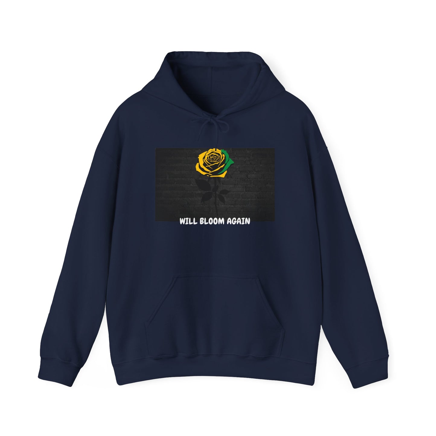 Will Bloom Again Symbol of Resilience Graphic Rose Hooded Sweatshirt