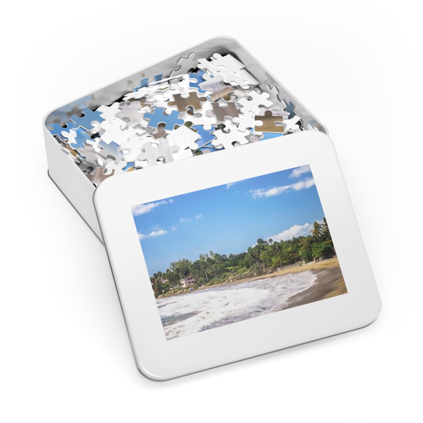 Negril Beach Jigsaw Puzzle with Tin