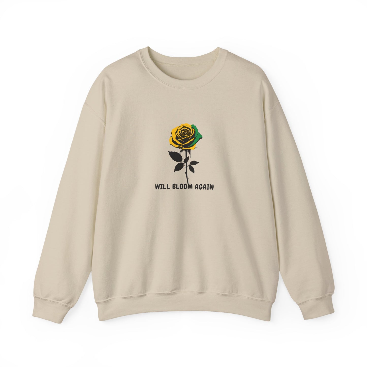 "Will Bloom Again" Rose Graphic Jamaican colors