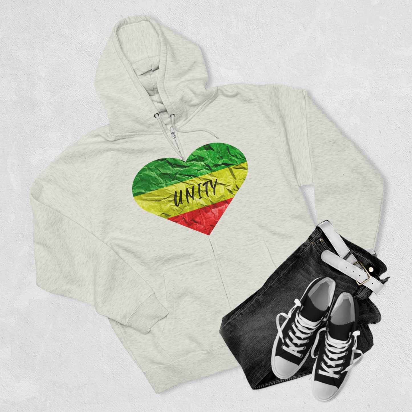 UNITY RASTA THEME HEART ZIP UP HOODIE GIFT