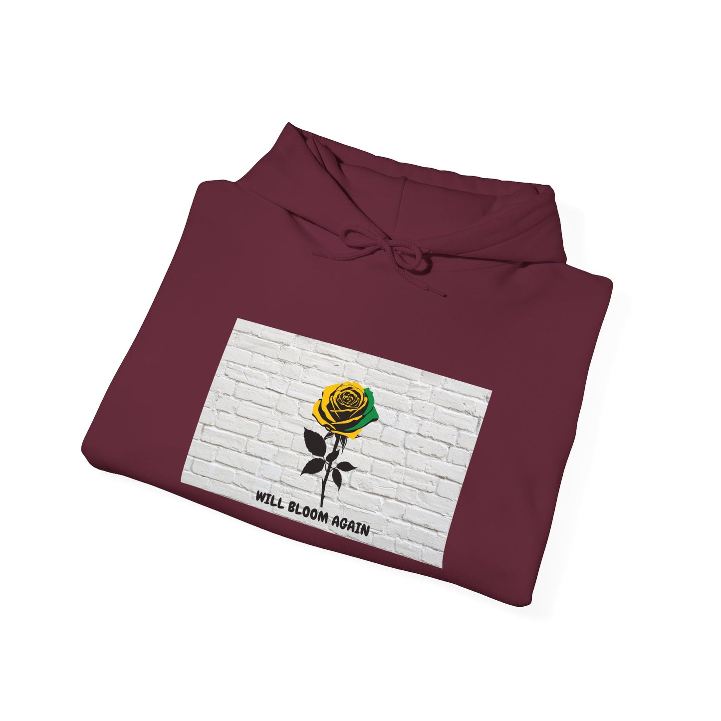 'Will Bloom Again'  Jamaica Theme Rose Graphic Hoodie