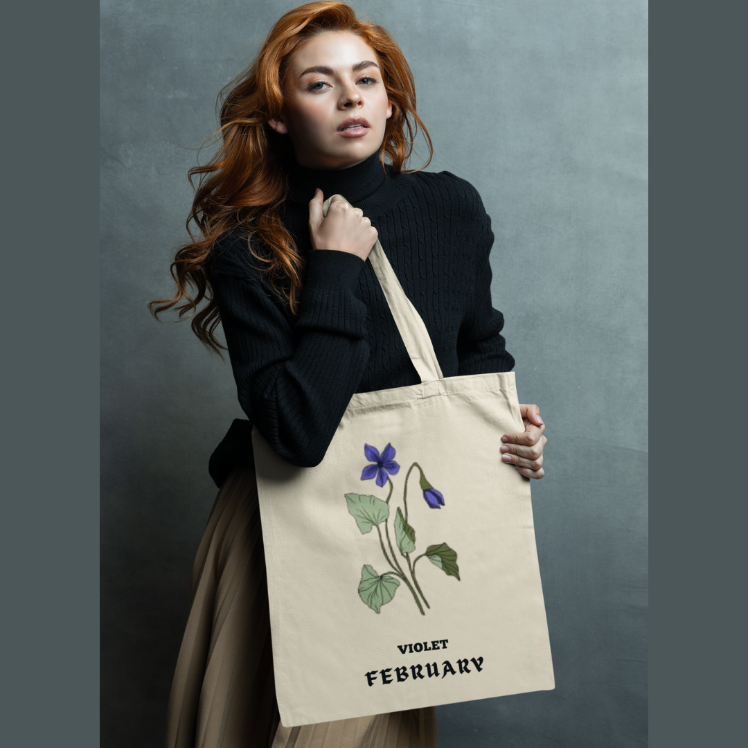 FEBRUARY BIRTH MONTH FLOWER TOTE (VIOLET)