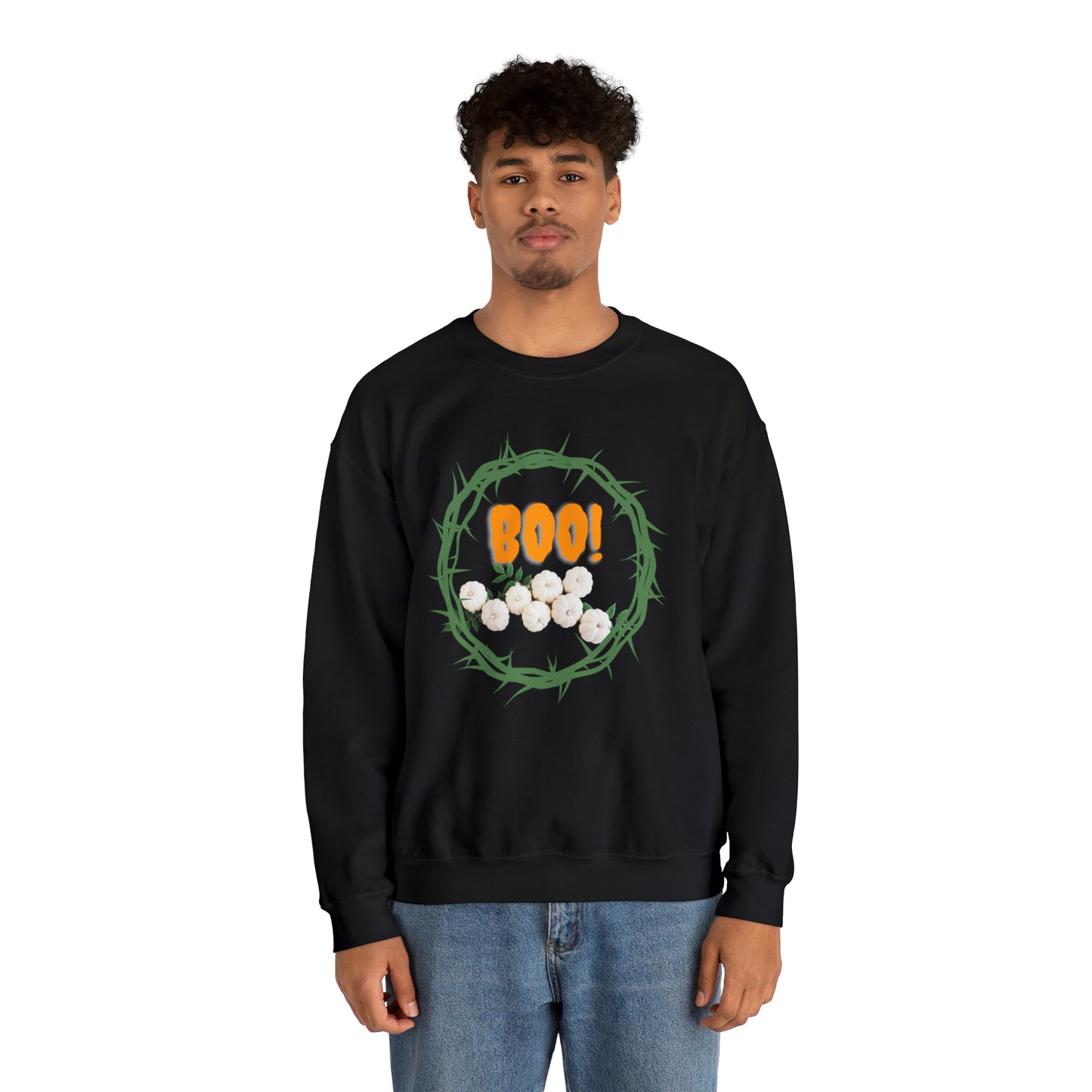 BOO  THORN WREATH HALLOWEEN SWEATSHIRT GIFT