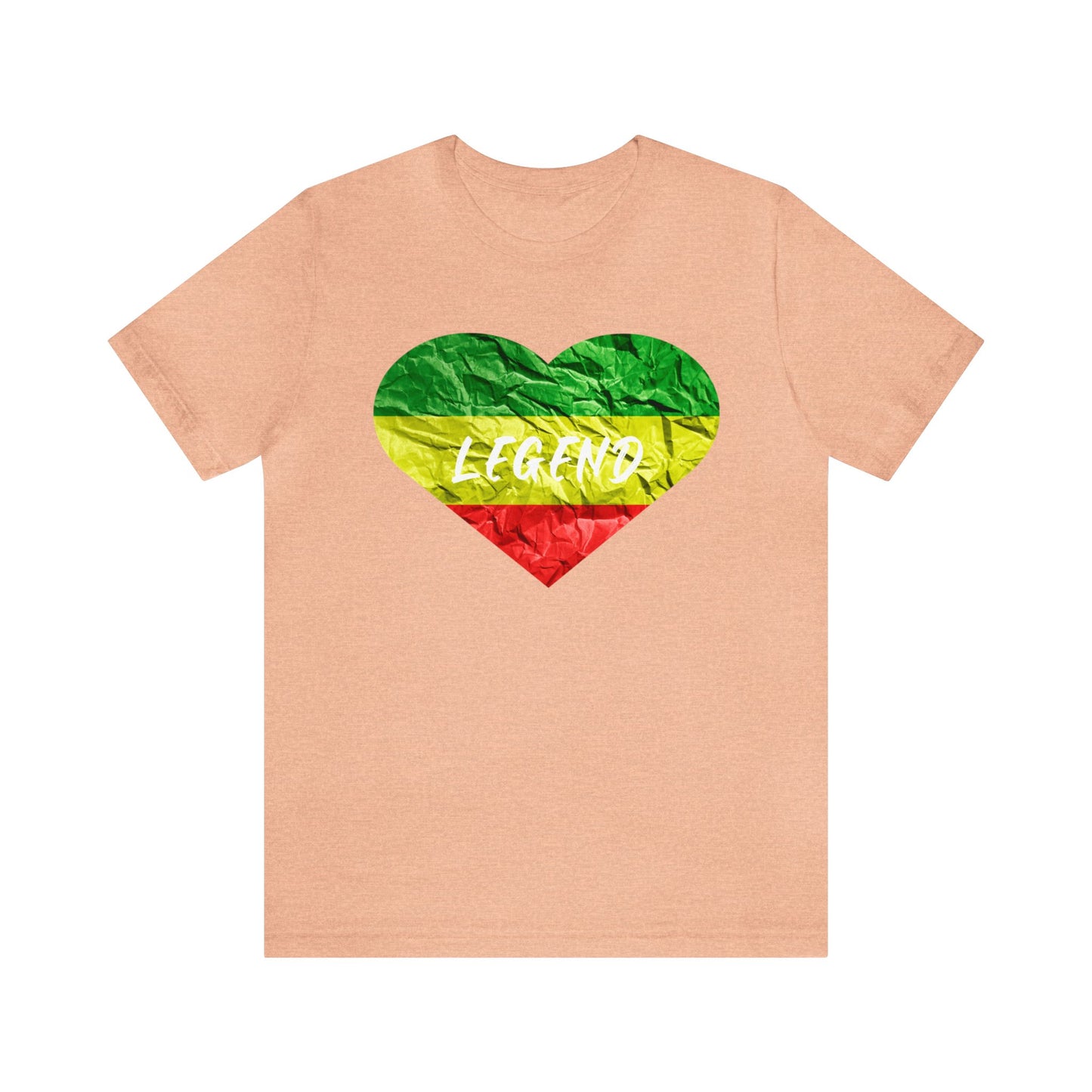 LEGEND RED GREEN AND GOLD HEART DESIGN CREWNECK T SHIRT