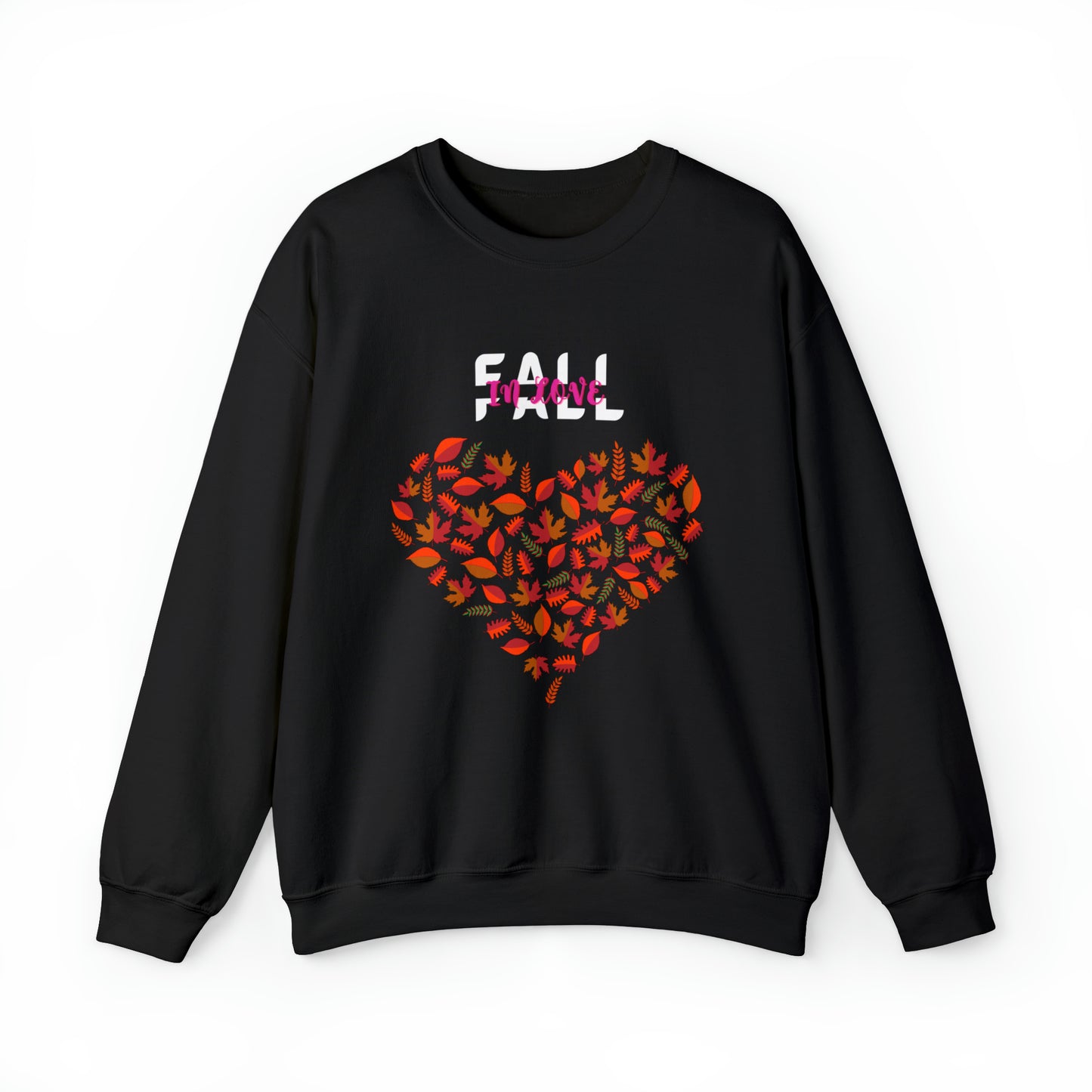 FALL IN LOVE UNISEX LEAFFY HEART FALL SWEATSHIRT GIFT