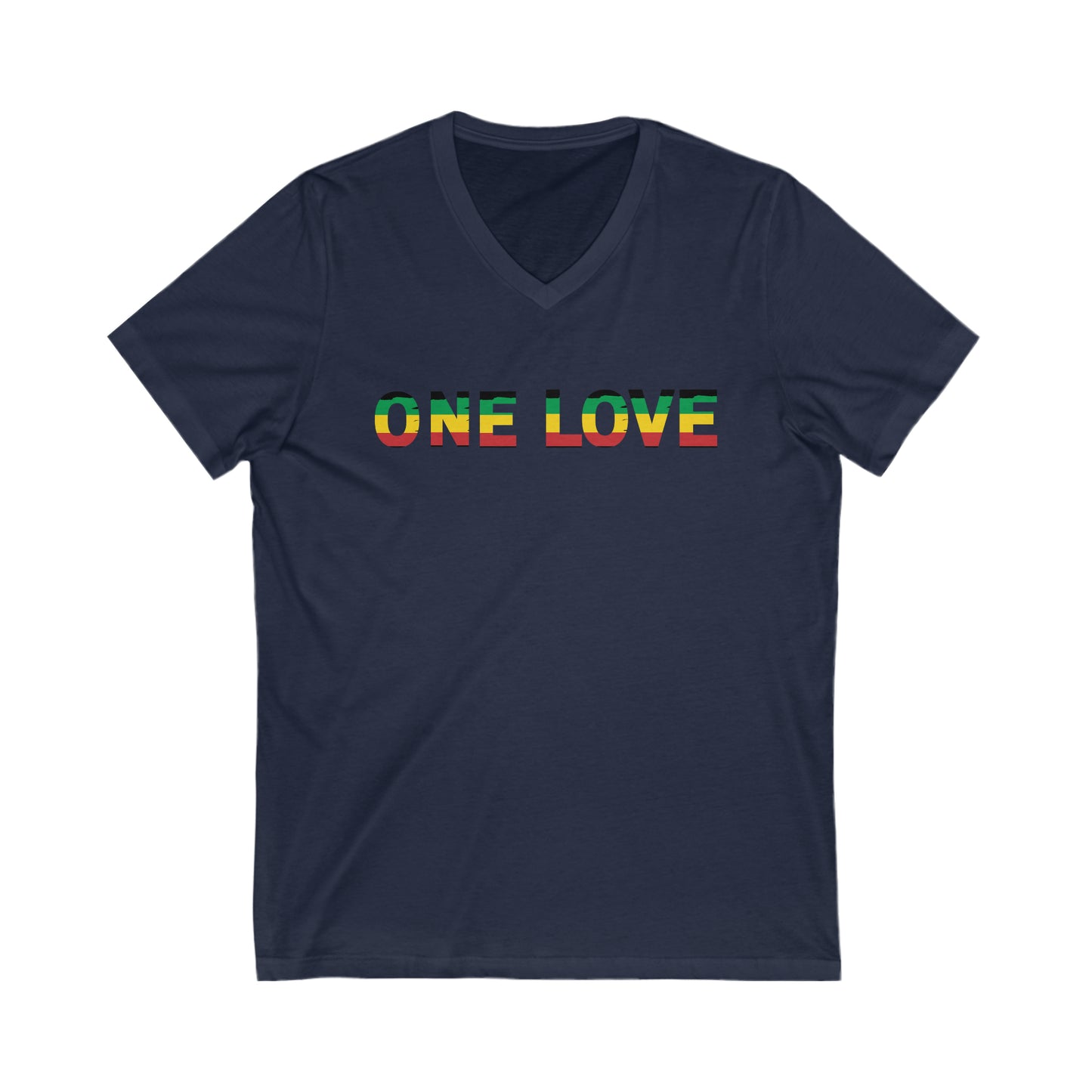 ONE LOVE ROOTS COLOR STATEMENT UNISEX V NECK T SHIRT