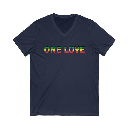 ONE LOVE ROOTS COLOR STATEMENT UNISEX V NECK T SHIRT