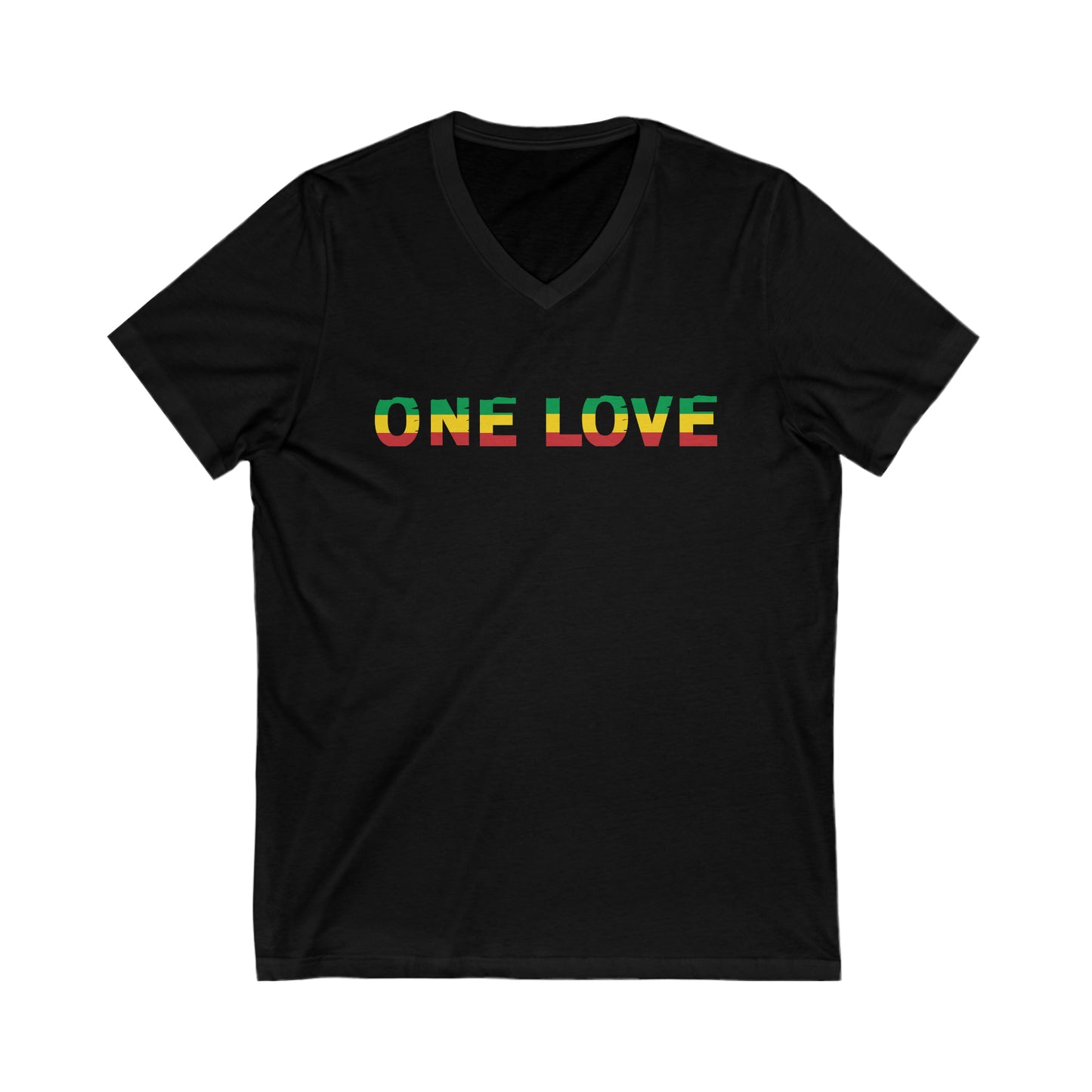 ONE LOVE ROOTS COLOR STATEMENT UNISEX V NECK T SHIRT