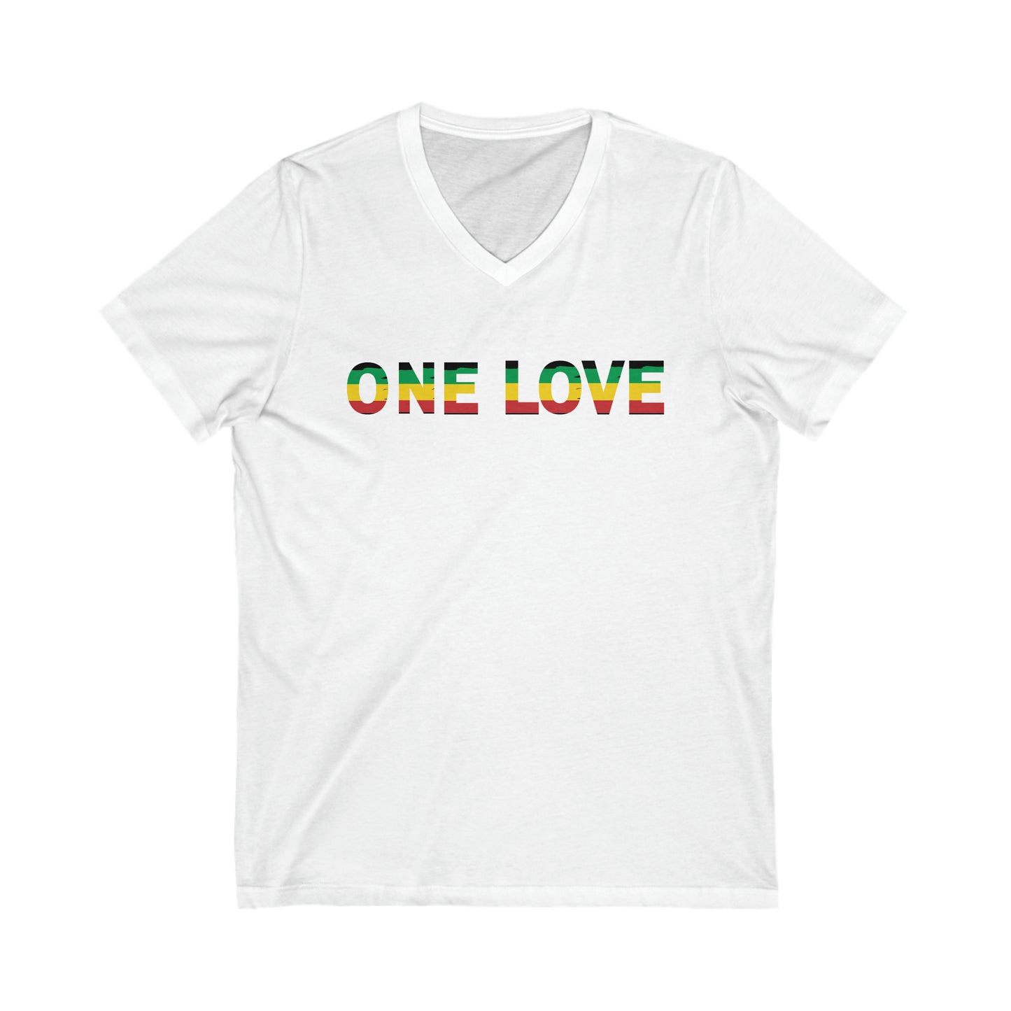 ONE LOVE ROOTS COLOR STATEMENT UNISEX V NECK T SHIRT