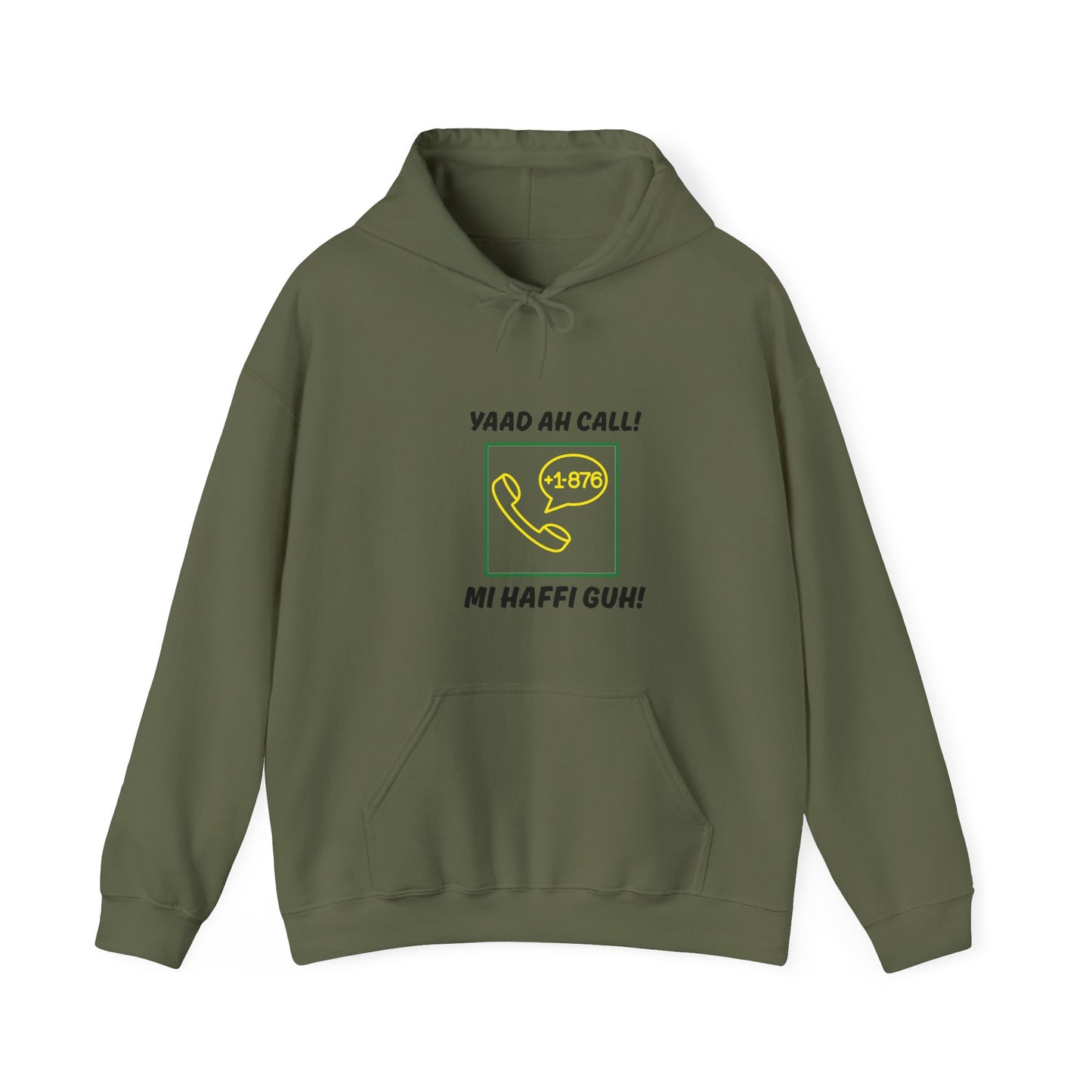 Jamaican  Area Code Hoodie – “Yaad Ah Call! Mi Haffi Guh!” Graphic Pullover