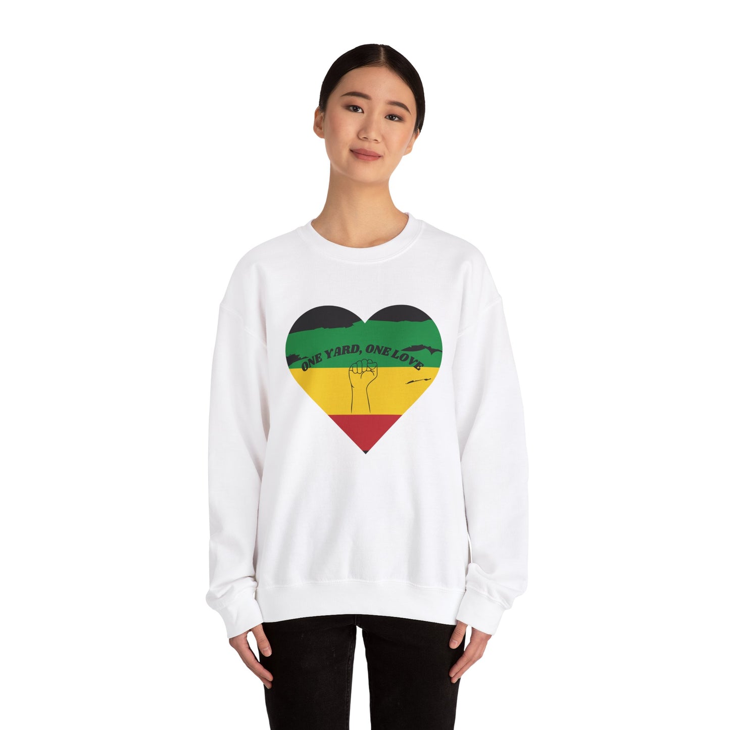 ONE YARD ONE LOVE HEART DESIGN CREWNECK SWEATSHIRT