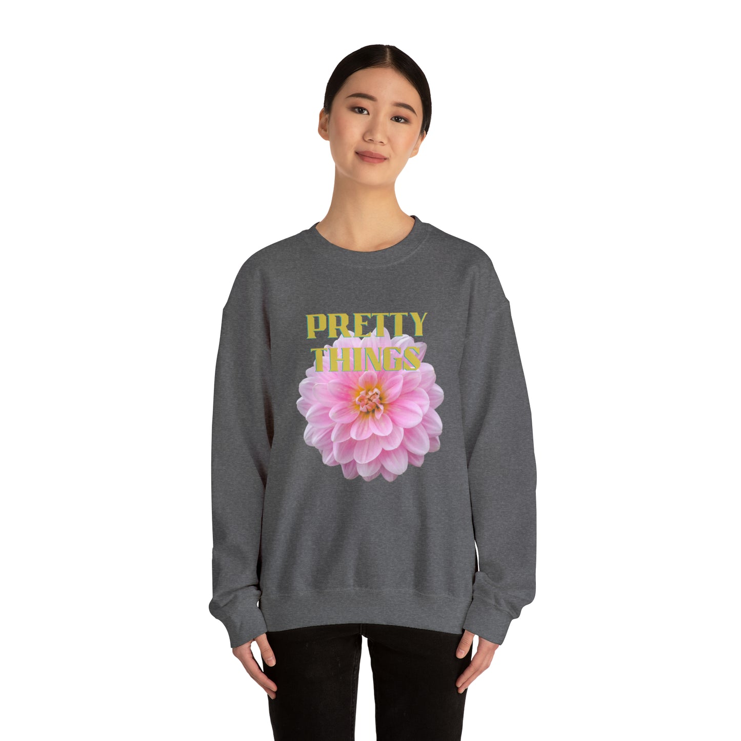 Pretty Things Pink Flower Crewneck Sweathirt Gift