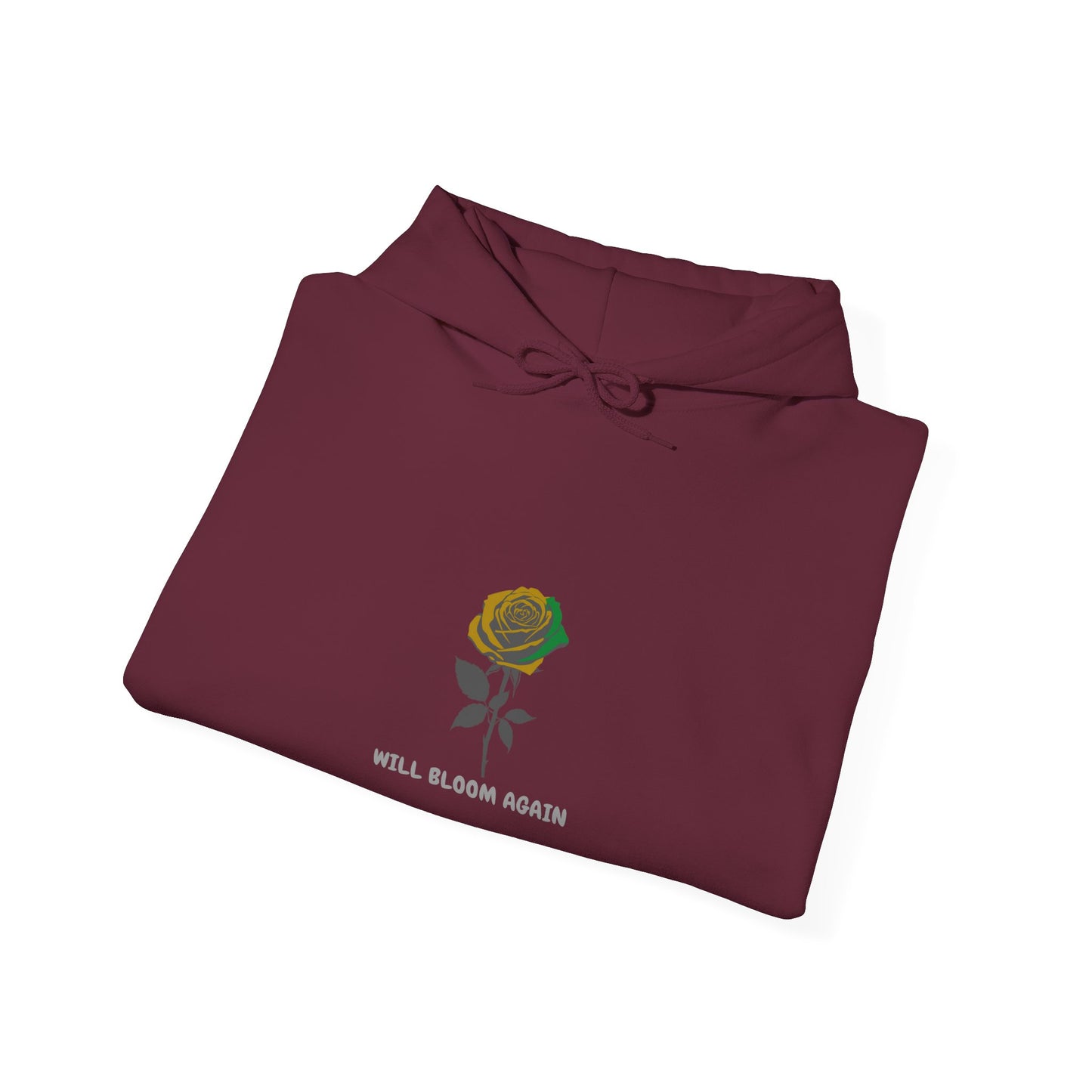 WIll Bloom Again Hoodie — Minimal  Jamaican Color Graphic Rose Hooded Sweatshirt