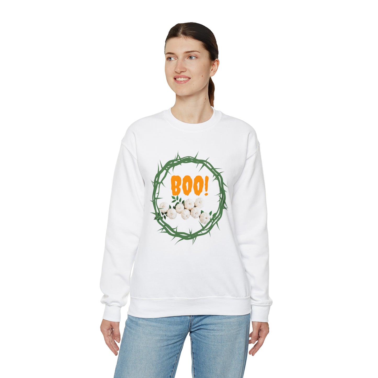 BOO  THORN WREATH HALLOWEEN SWEATSHIRT GIFT