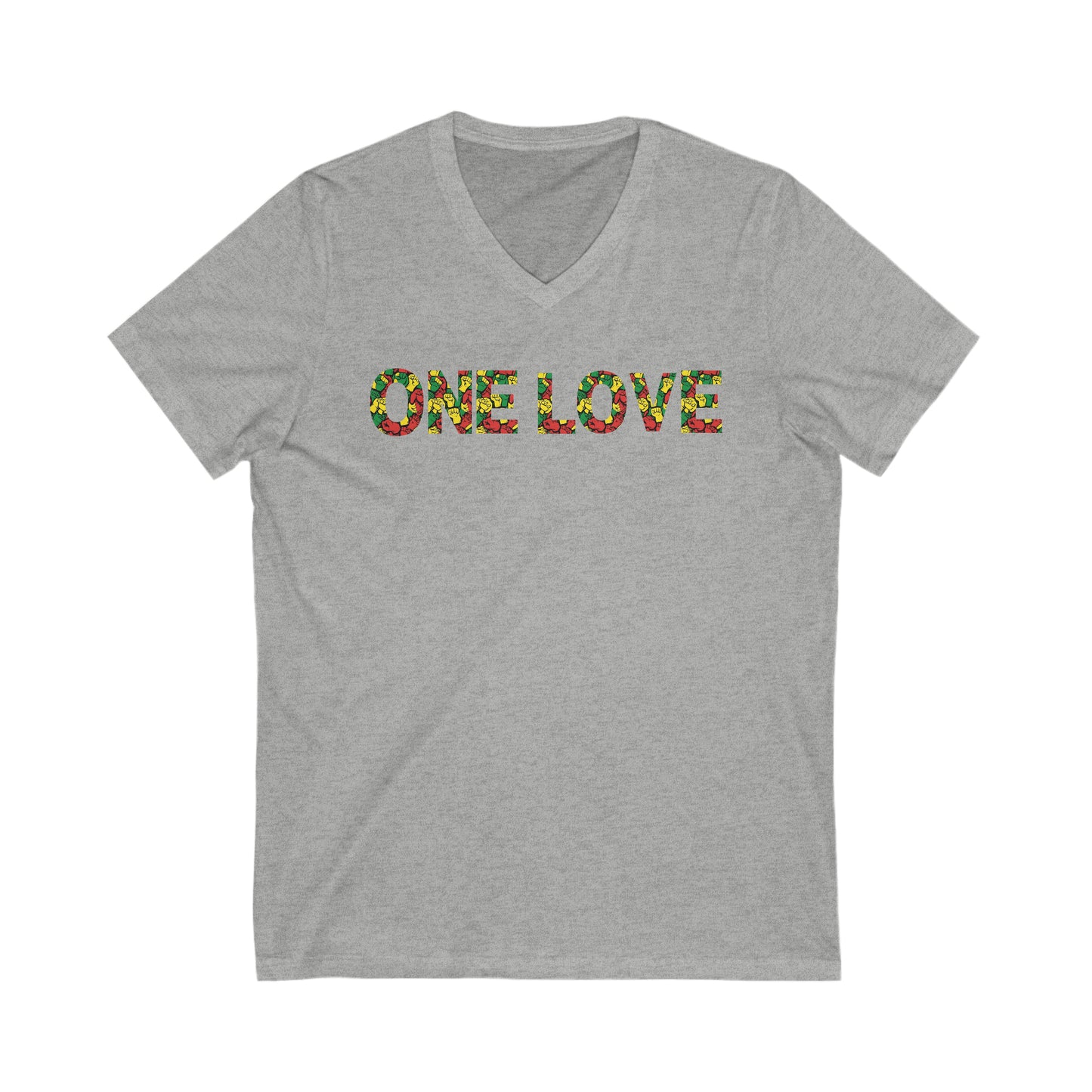 ONE LOVE POWER THEME V NECK TEE NECK