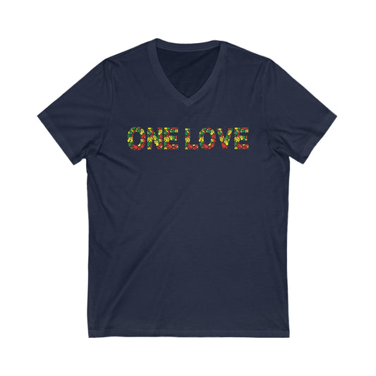 ONE LOVE POWER THEME V NECK TEE NECK