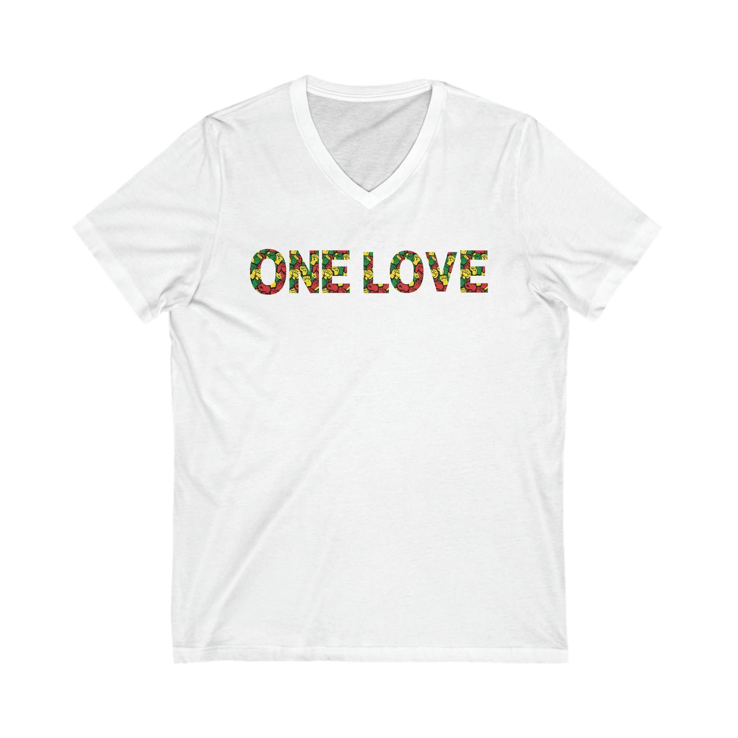 ONE LOVE POWER THEME V NECK TEE NECK