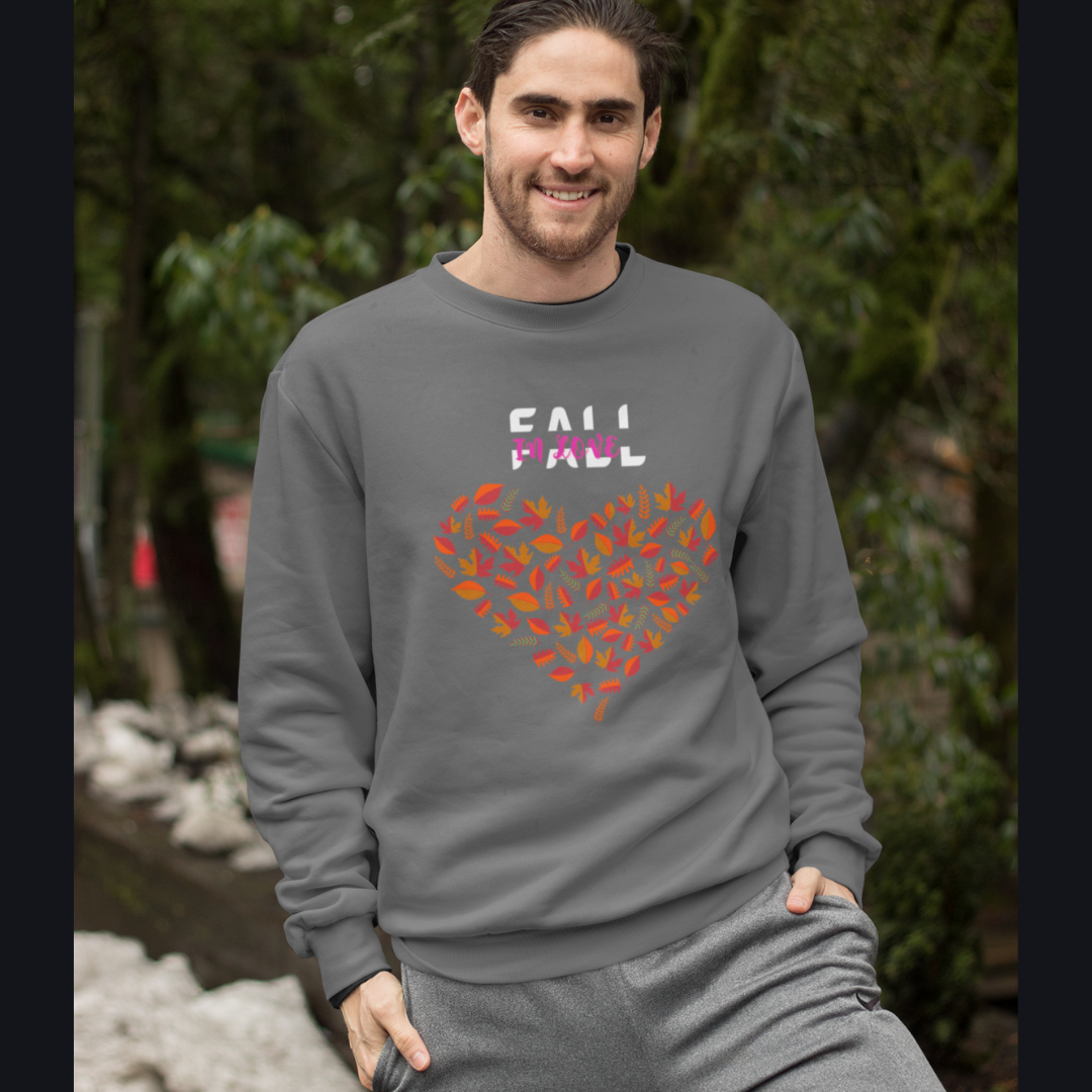 FALL IN LOVE UNISEX LEAFFY HEART FALL SWEATSHIRT GIFT