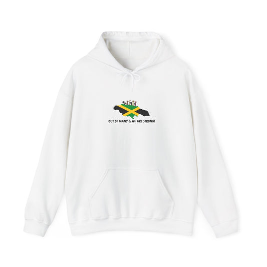 Jamaica Flag Hoodie — "Out of Many, We Are Strong" Unisex Hoodie