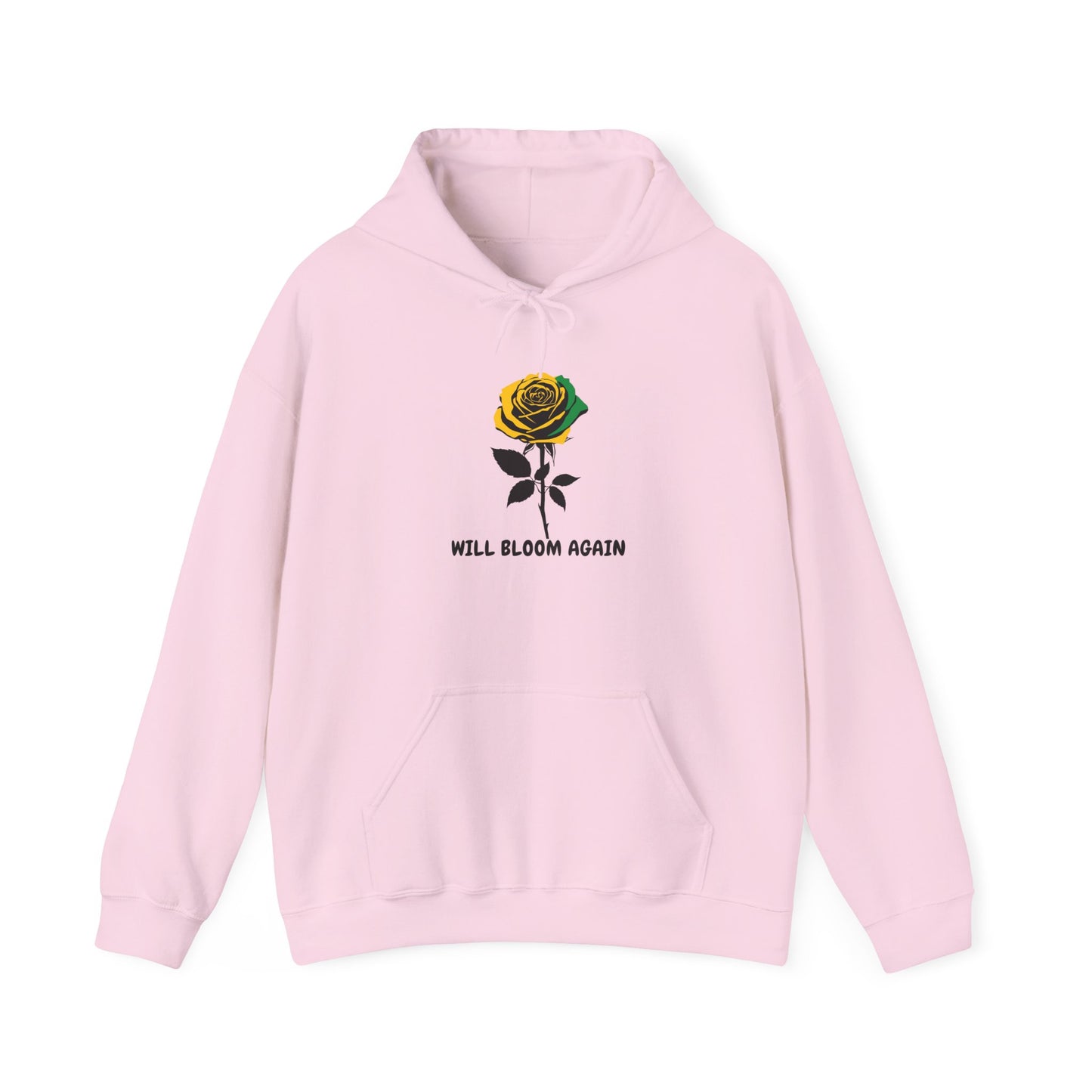 Will Bloom Again Jamaican Color Rose Hoodie — Inspirational Flower Comfort Pullover