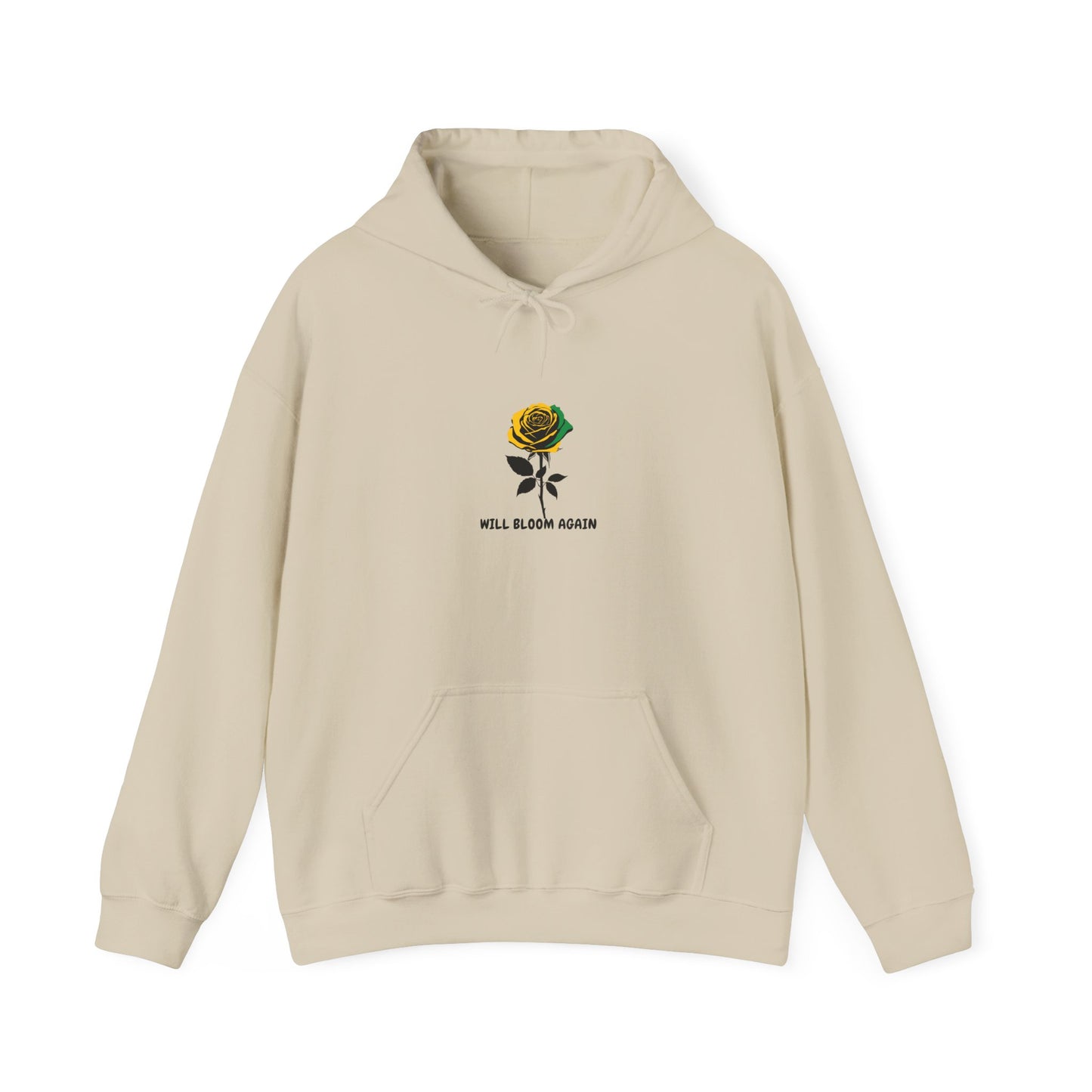 Will Bloom Again Jamaican Color  Rose Hoodie — Inspirational Floral Comfort Pullover