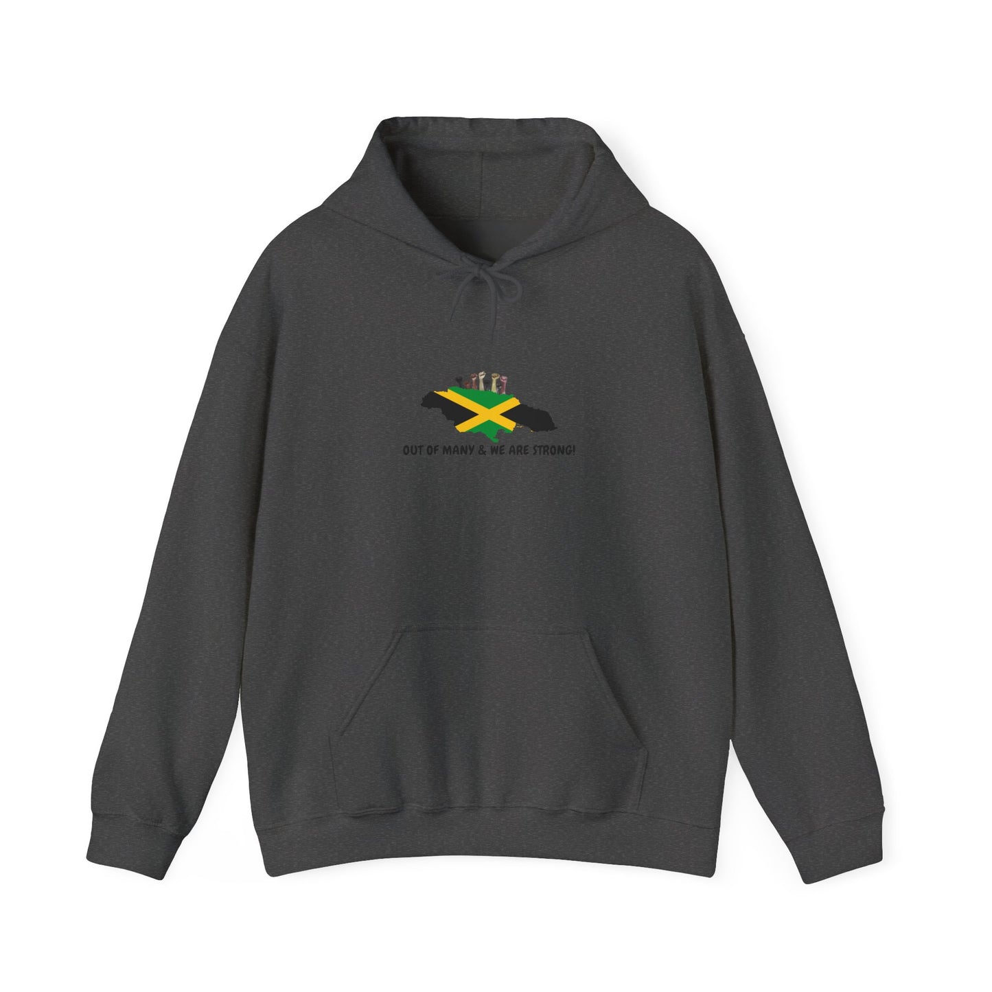 Jamaica Flag Hoodie — "Out of Many, We Are Strong" Unisex Hoodie