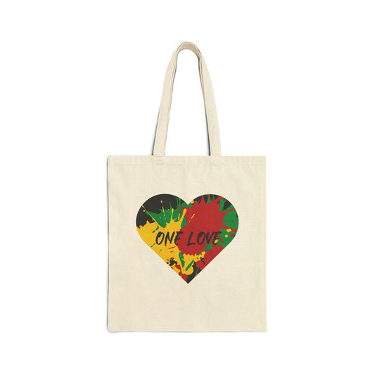 ONE LOVE HEART ROOTS COLOR SPLASH ART DESIGN TOTE BAG