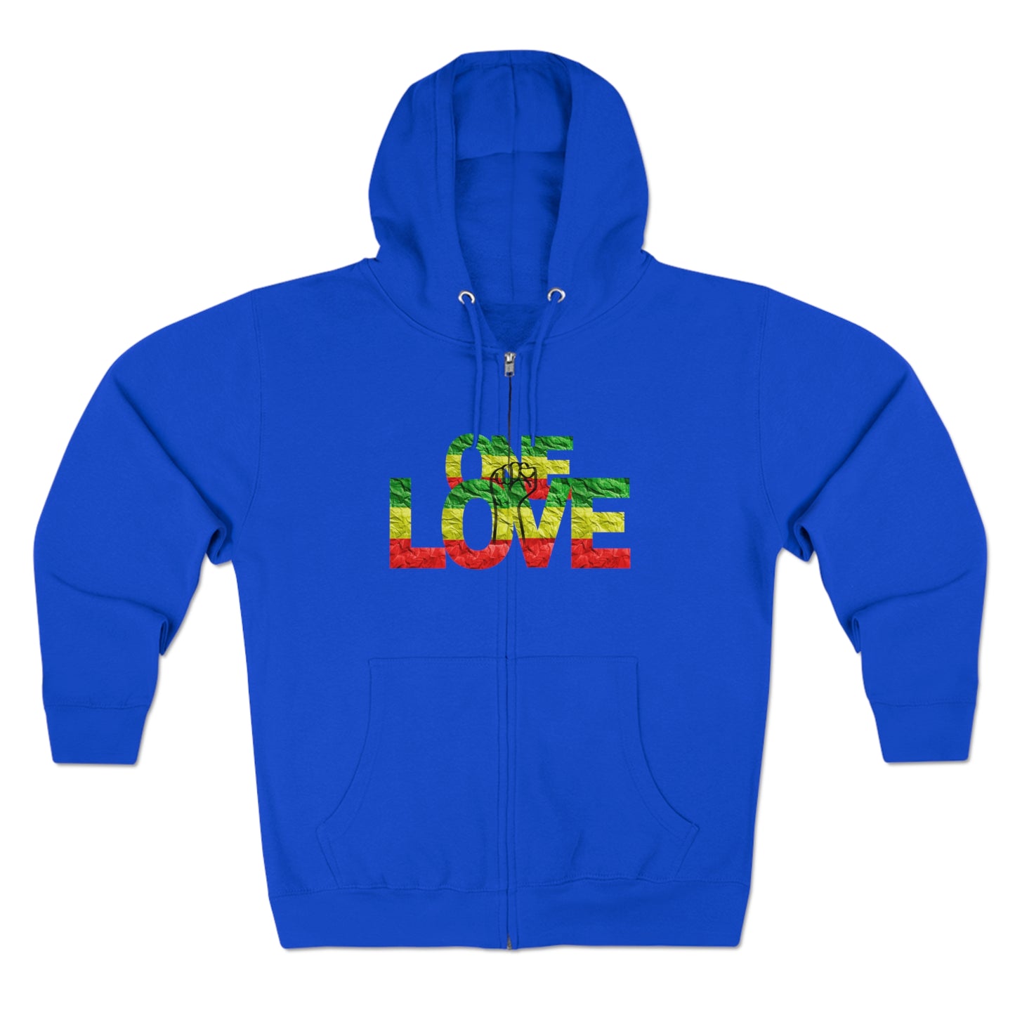 ONE LOVE POWER STATEMENT ZIP FRONT HOODIE GIFT FOR REGGAE LOVERS