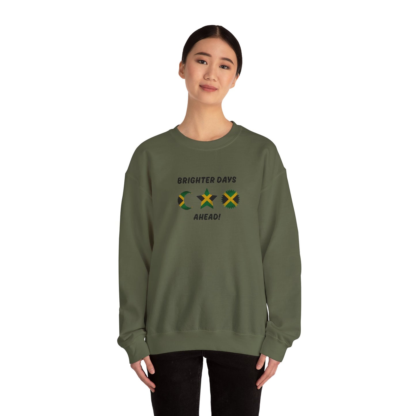 Jamaica Brighter Days Ahead Sun Moon Star Crewneck Sweatshirt