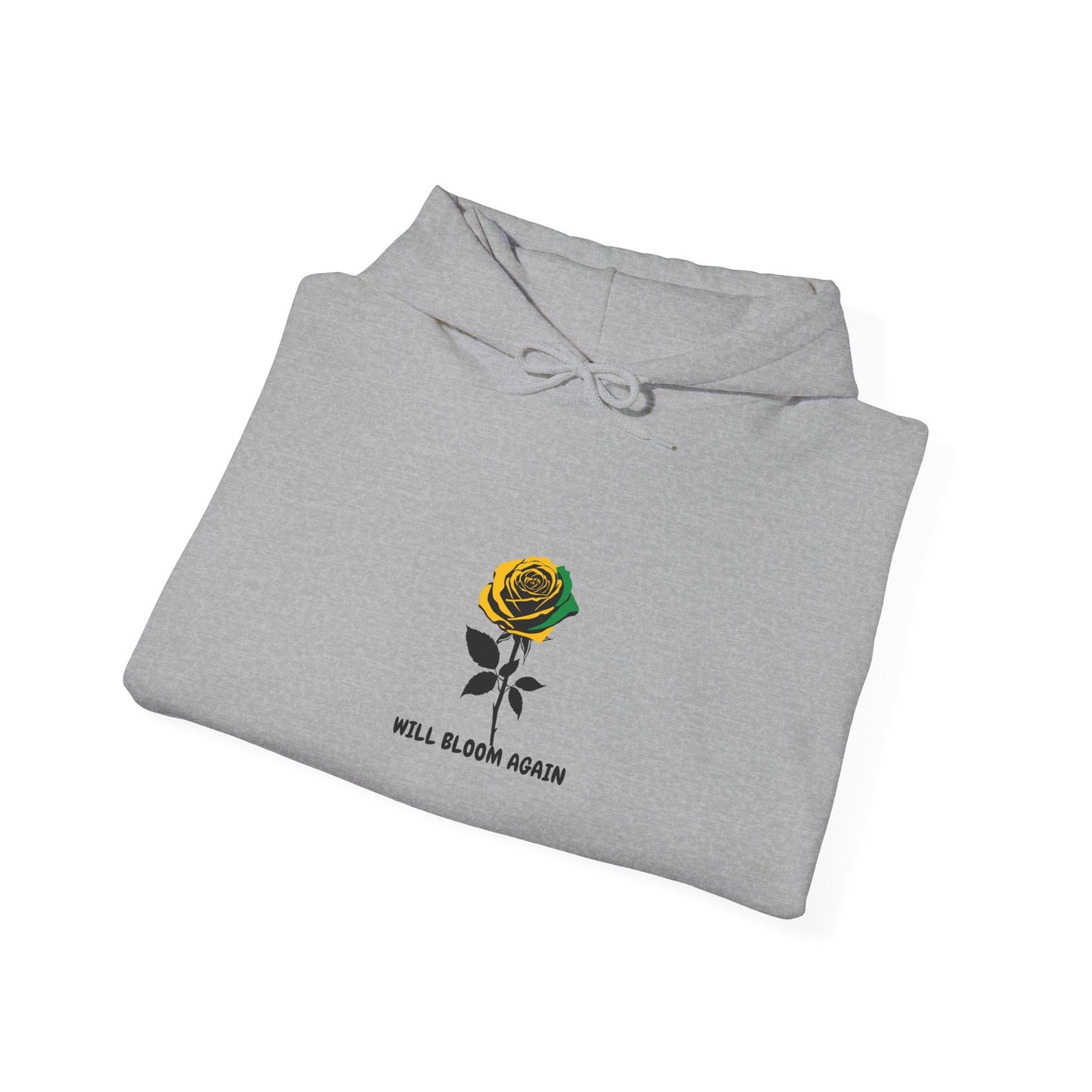 Will Bloom Again Jamaican Color  Rose Hoodie — Inspirational Floral Comfort Pullover