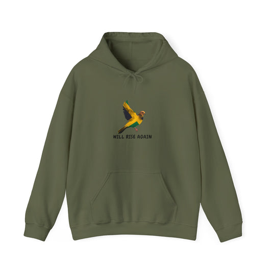 Will Rise Again Hoodie — Jamaican color Bird Graphic Hooded Sweatshirt