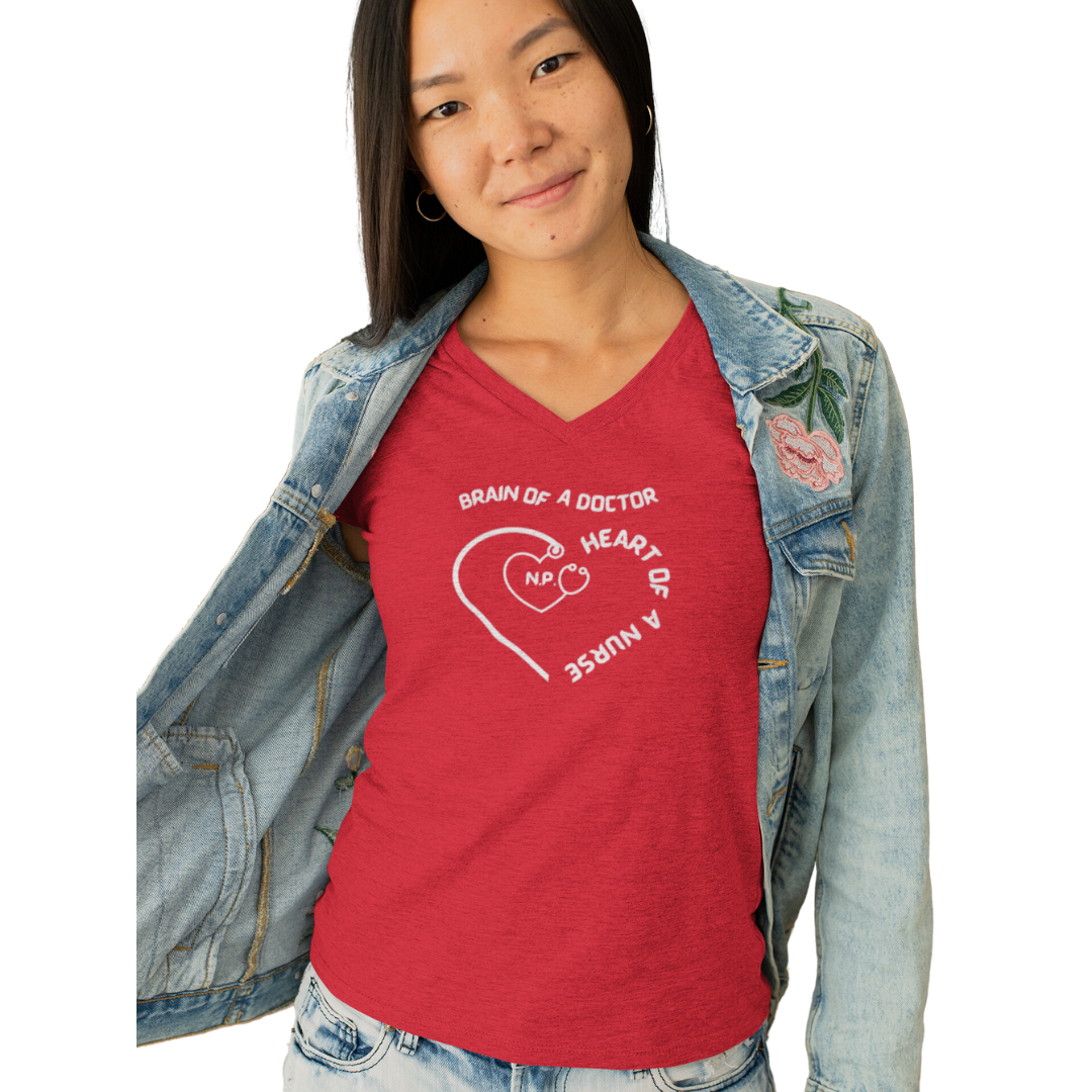 HEART OF A NURSE, NURSE PRACTITIONER V NECK T SHIRT GIFT