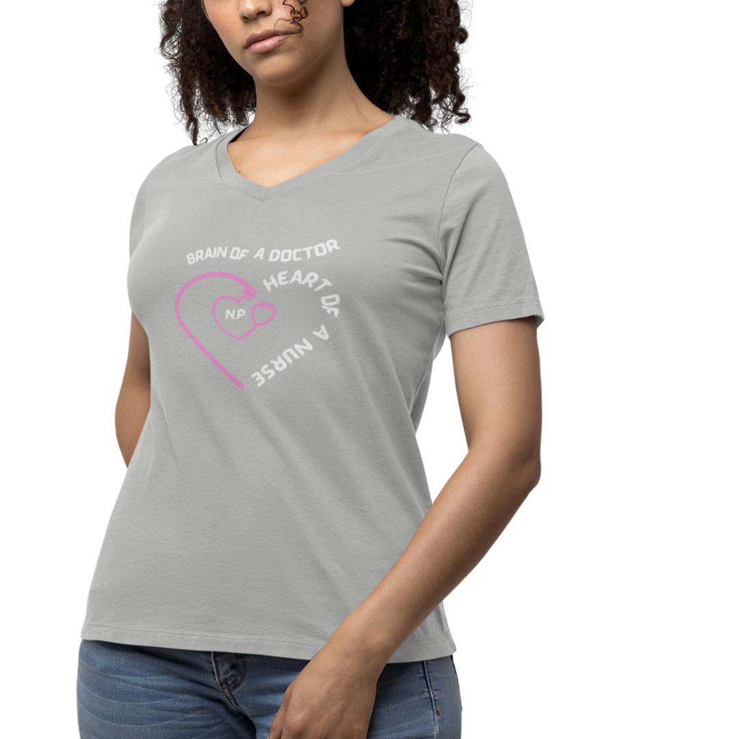 HEART OF A NURSE CUTE V NECK TEE SHIRT GIFT FOR NURSE PRACTITIONER