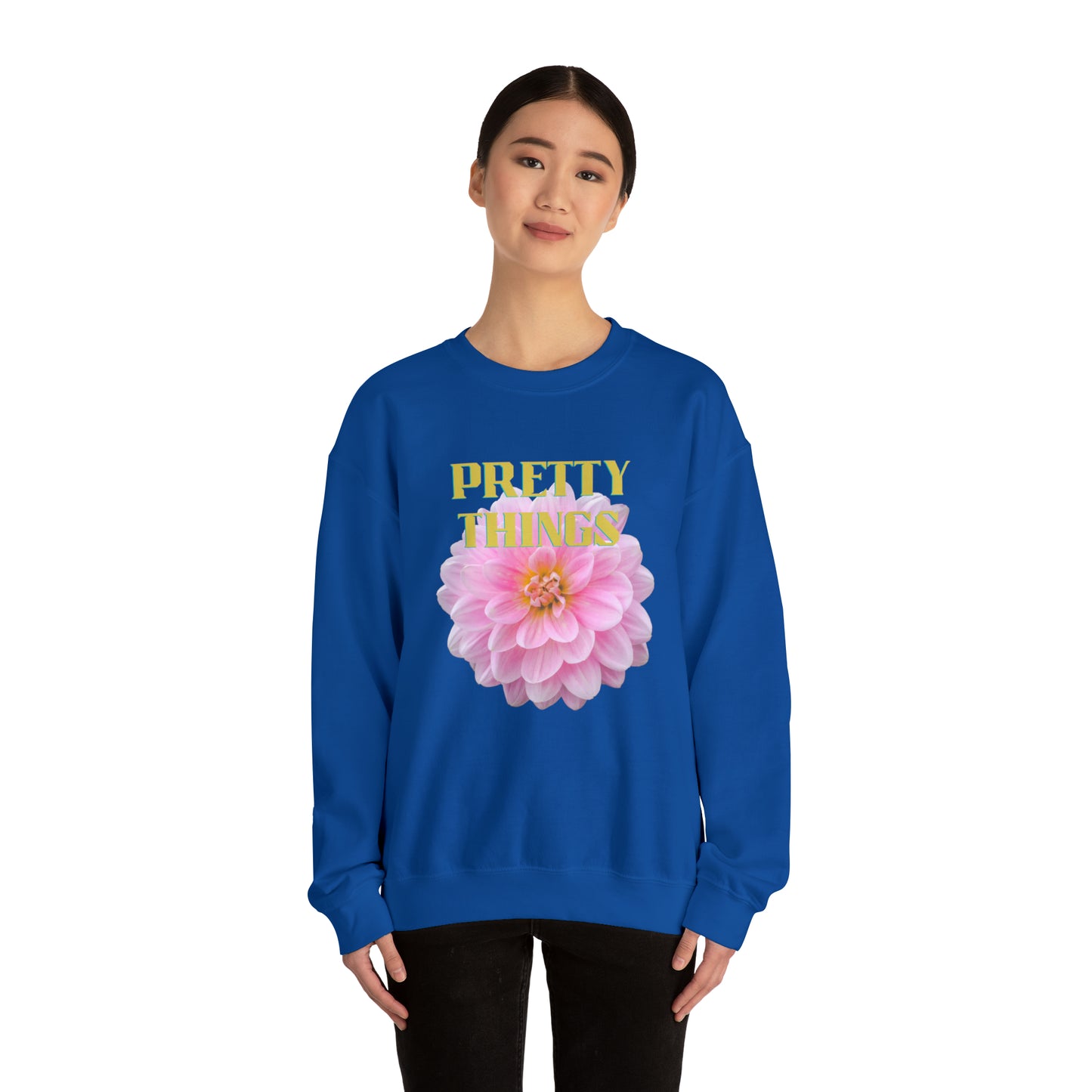 Pretty Things Pink Flower Crewneck Sweathirt Gift