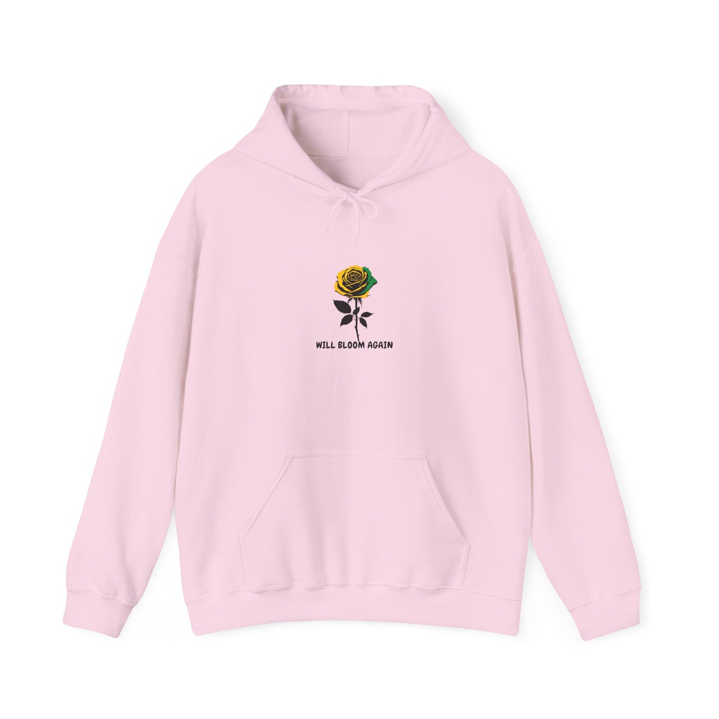 Will Bloom Again Jamaican Color  Rose Hoodie — Inspirational Floral Comfort Pullover