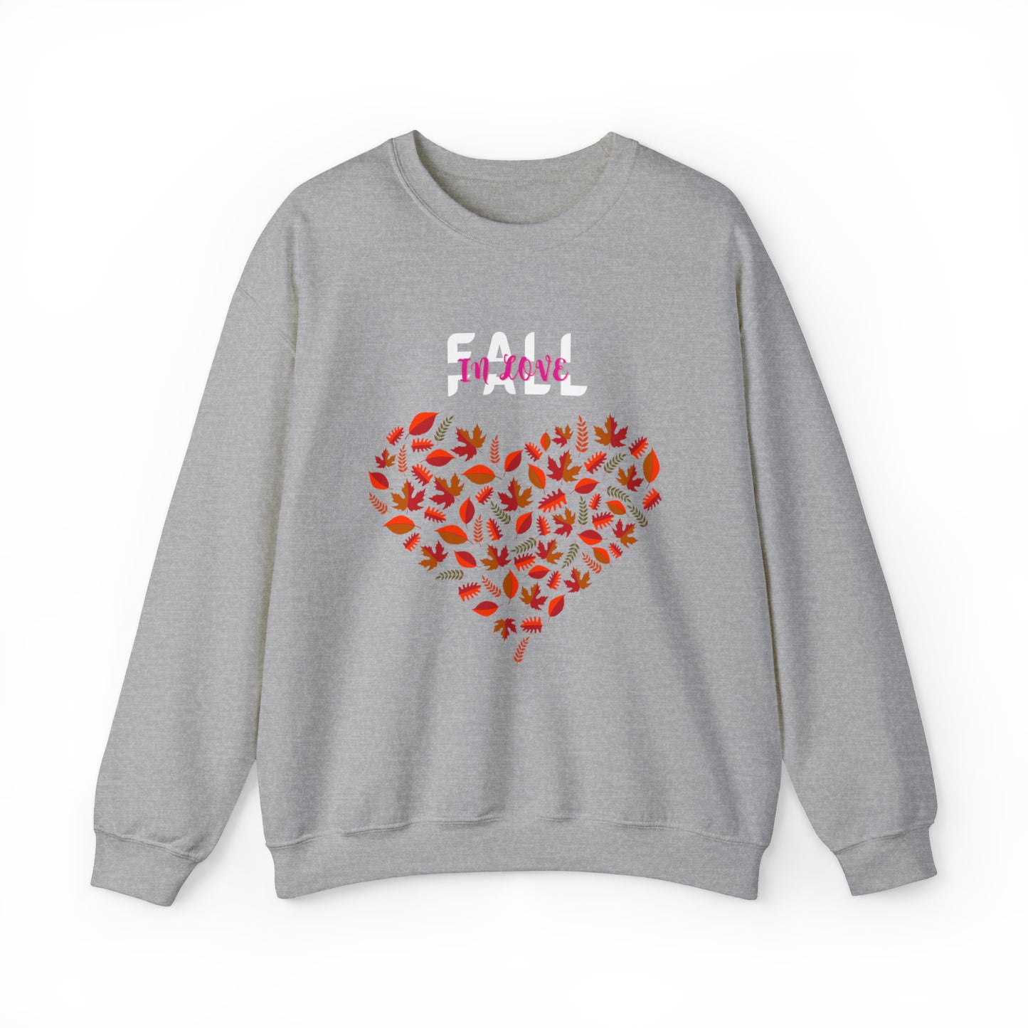 FALL IN LOVE UNISEX LEAFFY HEART FALL SWEATSHIRT GIFT