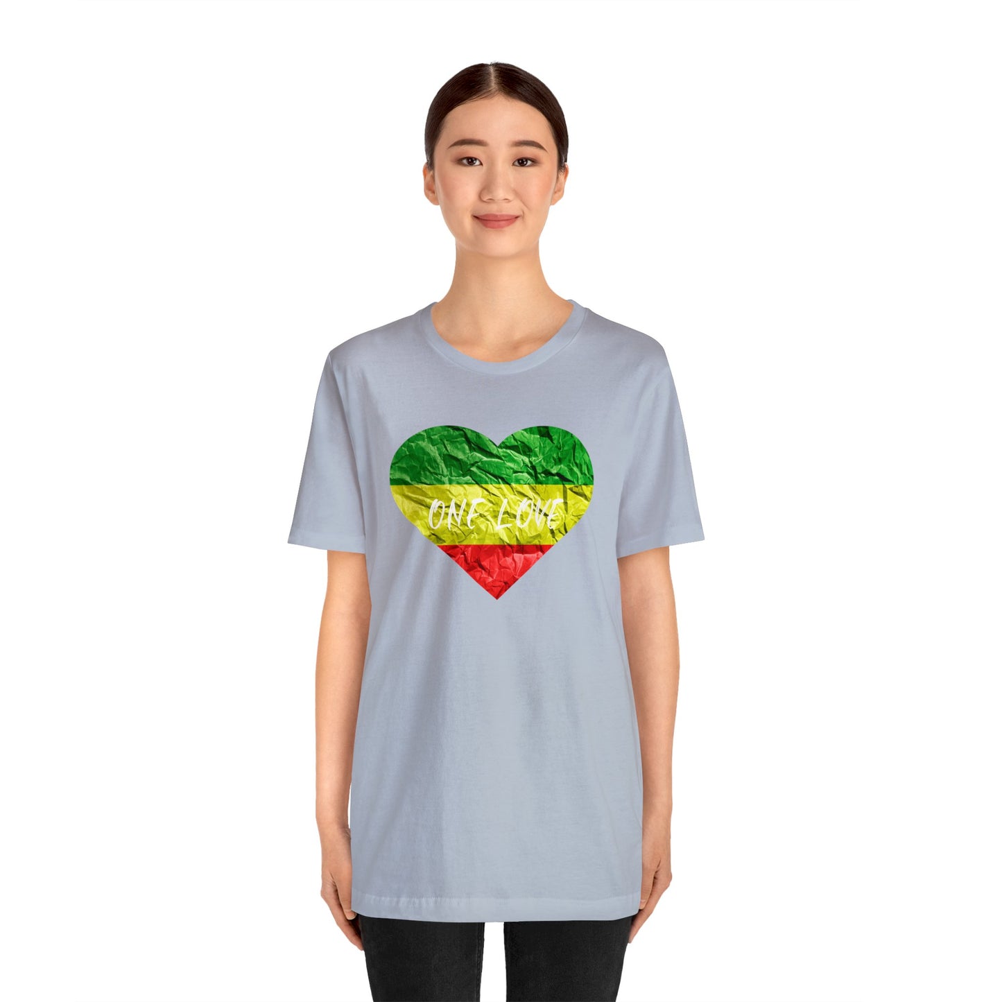 ONE LOVE ROOTS COLOR HEART DESIGN CREWNECK UNISEX T SHIRT GIFT