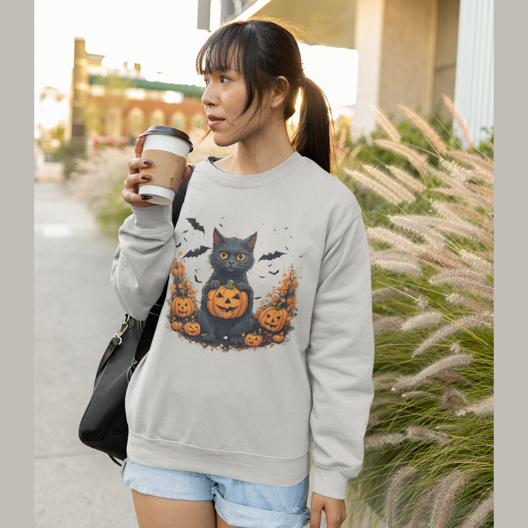 BLACK CAT HALLOWEEN SWEATSHIRT GIFT