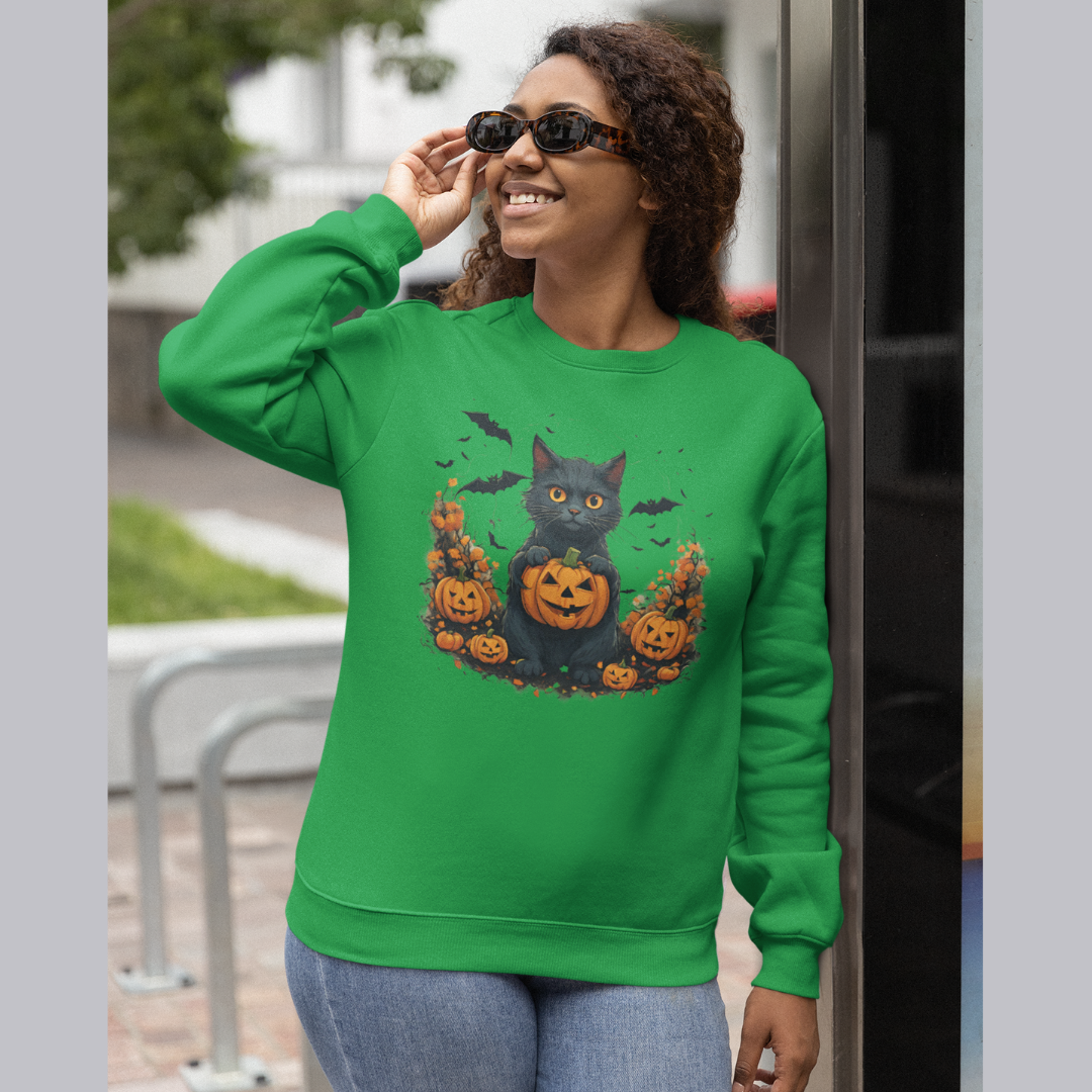 BLACK CAT HALLOWEEN SWEATSHIRT GIFT