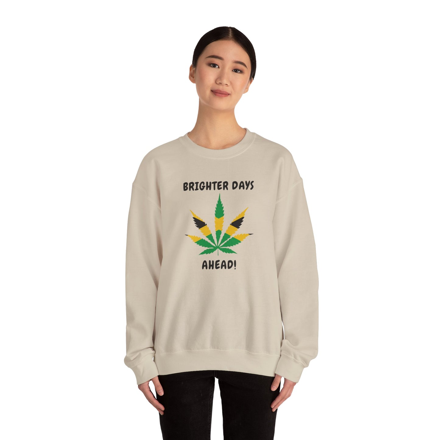 Brighter Days Ahead Jamaica Herbal Leaf Graphic Crewneck Sweatshirt