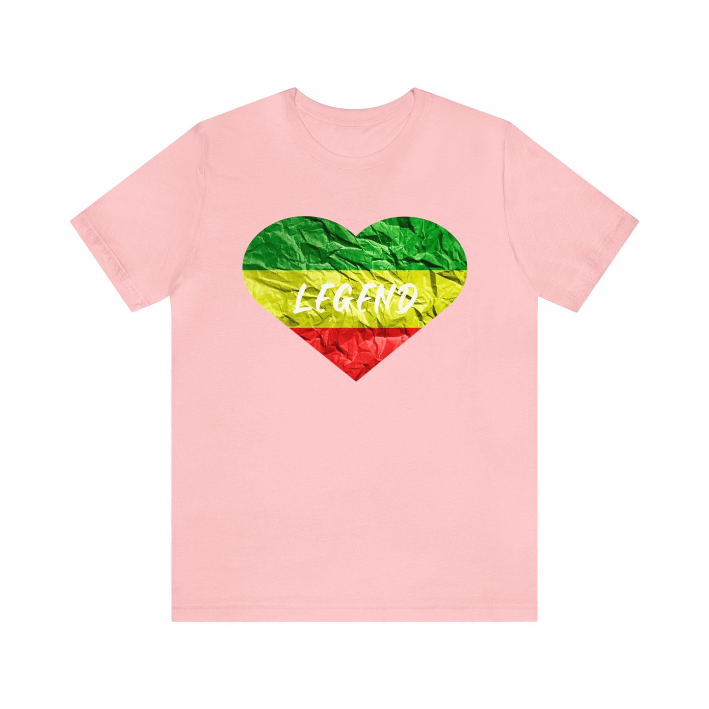 LEGEND RED GREEN AND GOLD HEART DESIGN CREWNECK T SHIRT