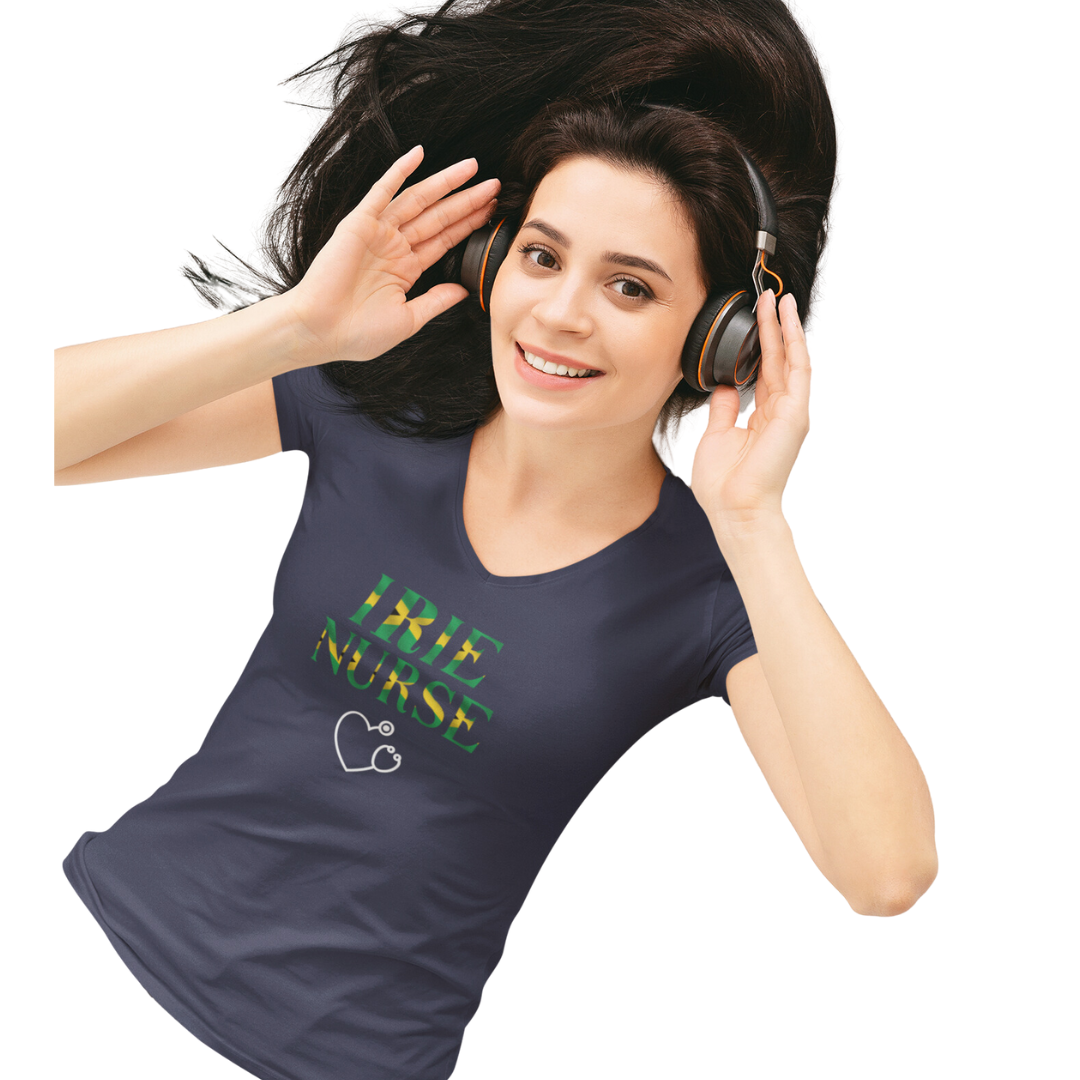 IRIE NURSE JAMAICAN THEME V NECK T SHIRT GIFT